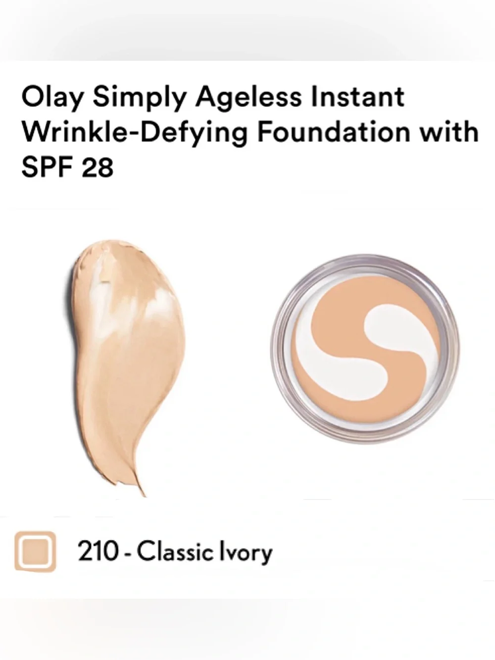 COVERGIRL Olay Simply Ageless Wrinkle Defying Foundation 210 Classic Ivory SPF